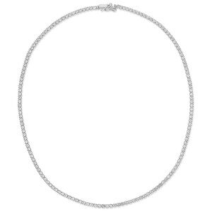 Luv Aj Silver Tennis Necklace with Clear Stones